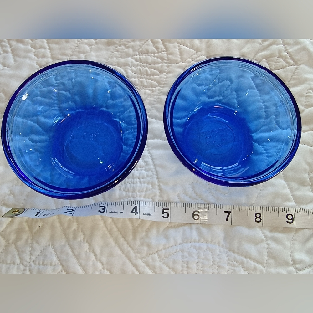 Pair Of Vintage Cobalt Blue Custard Cups